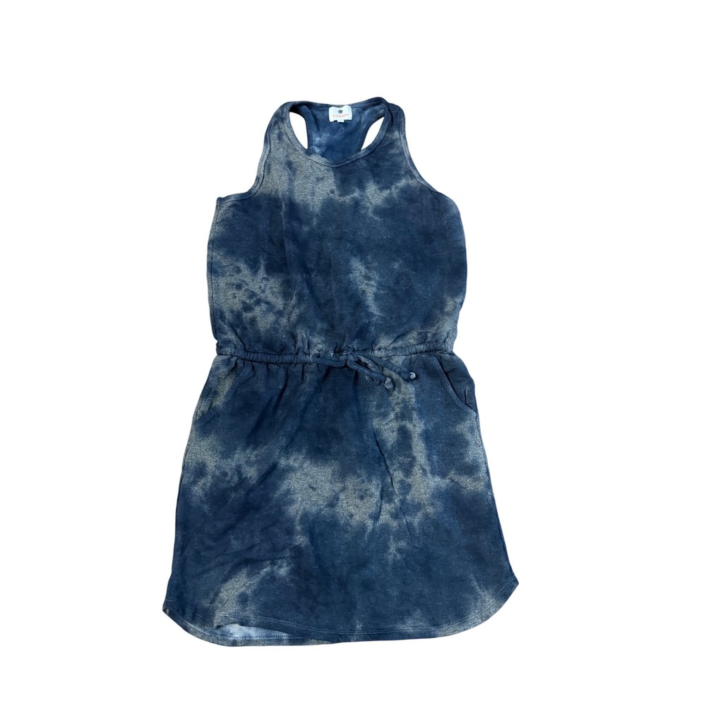 Sundry Womens Tie Dye Racerback Mini Dress Blue‎ Drawstring Waist Pockets Size 2